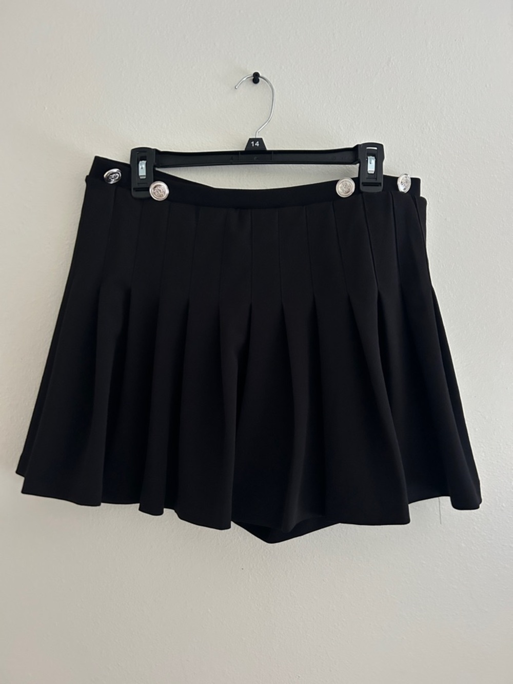 one 5 one Black Pleated Skort with Decorative Buttons